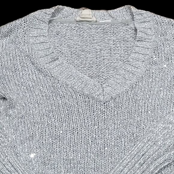 Mudd Women's Sparkle V-Neck Sweater - Size Large Sequin Shimmer Fairycore Whimsy - Picture 2 of 8